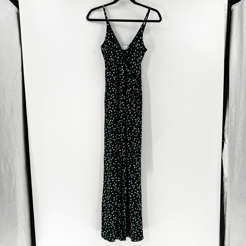 Kaileigh Green Floral Print‎ Sleeveless Maxi Dress Summer Casual Sundress XSP